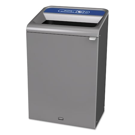 Rubbermaid Commercial 33 gal Recycling Bin, Satin Black/Satin Alum 1961629